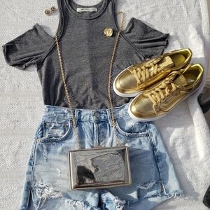 COPY - AGOLDE Parker Vintage Frayed-Hem Denim Sho…